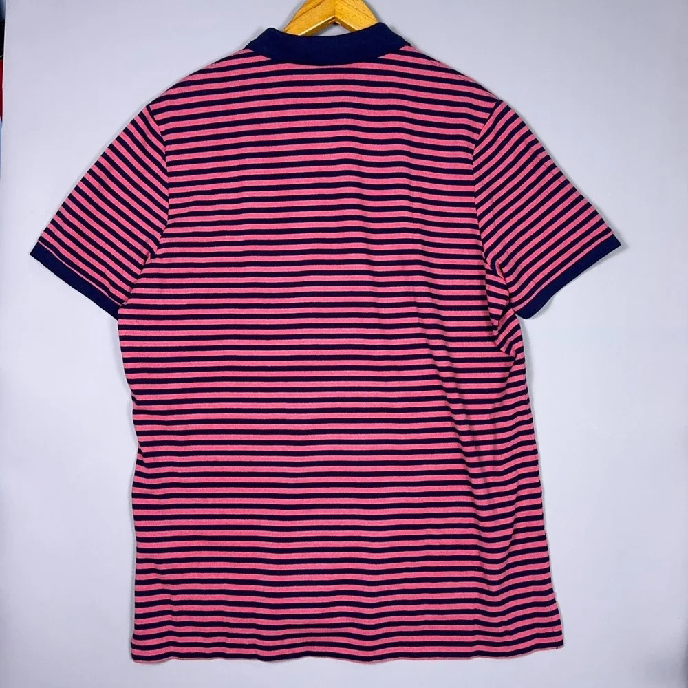 Polo Ralph Lauren Classic Fit Polo Shirt Mens Size XL Striped Pink Navy Preppy